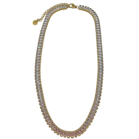 necklace steel gold white crystals